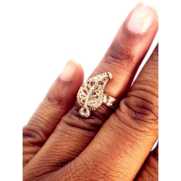 Copper leaf ring size 6.5 - Picture 12 of 12